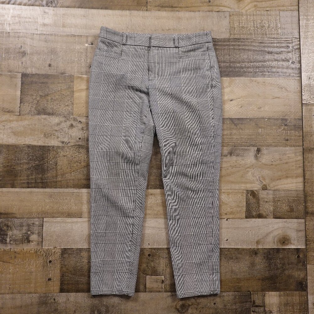 Banana Republic Sloan Skinny-Fit Women’s 4 Black & White Plaid Dress Pants Crop